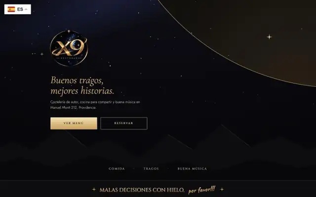 Captura de la página de inicio de la web de BarX9