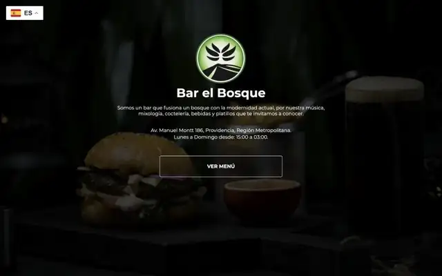 Captura de la página de inicio de la web de Bar El Bosque