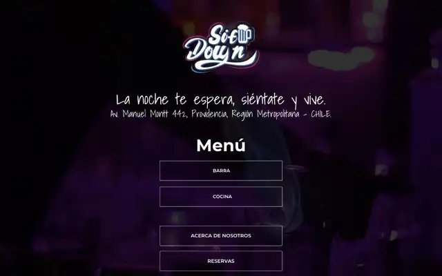 Captura de la página de inicio de la web de Bar Sit Down