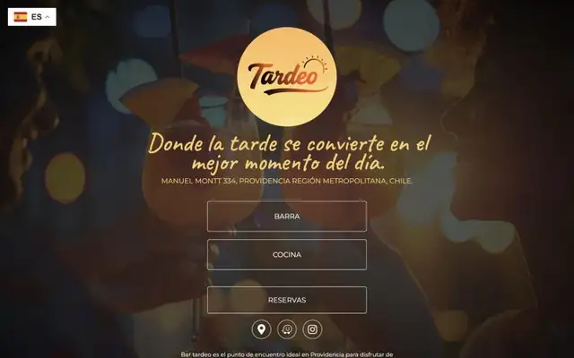 Captura de la página de inicio de la web de Bar Tardeo